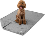 Waterproof XL Dog Blanket - Reversible Sherpa Fleece Protector for Crate, Kennel, and Furniture - Soft Leakproof Cover in Light Grey (90x90)