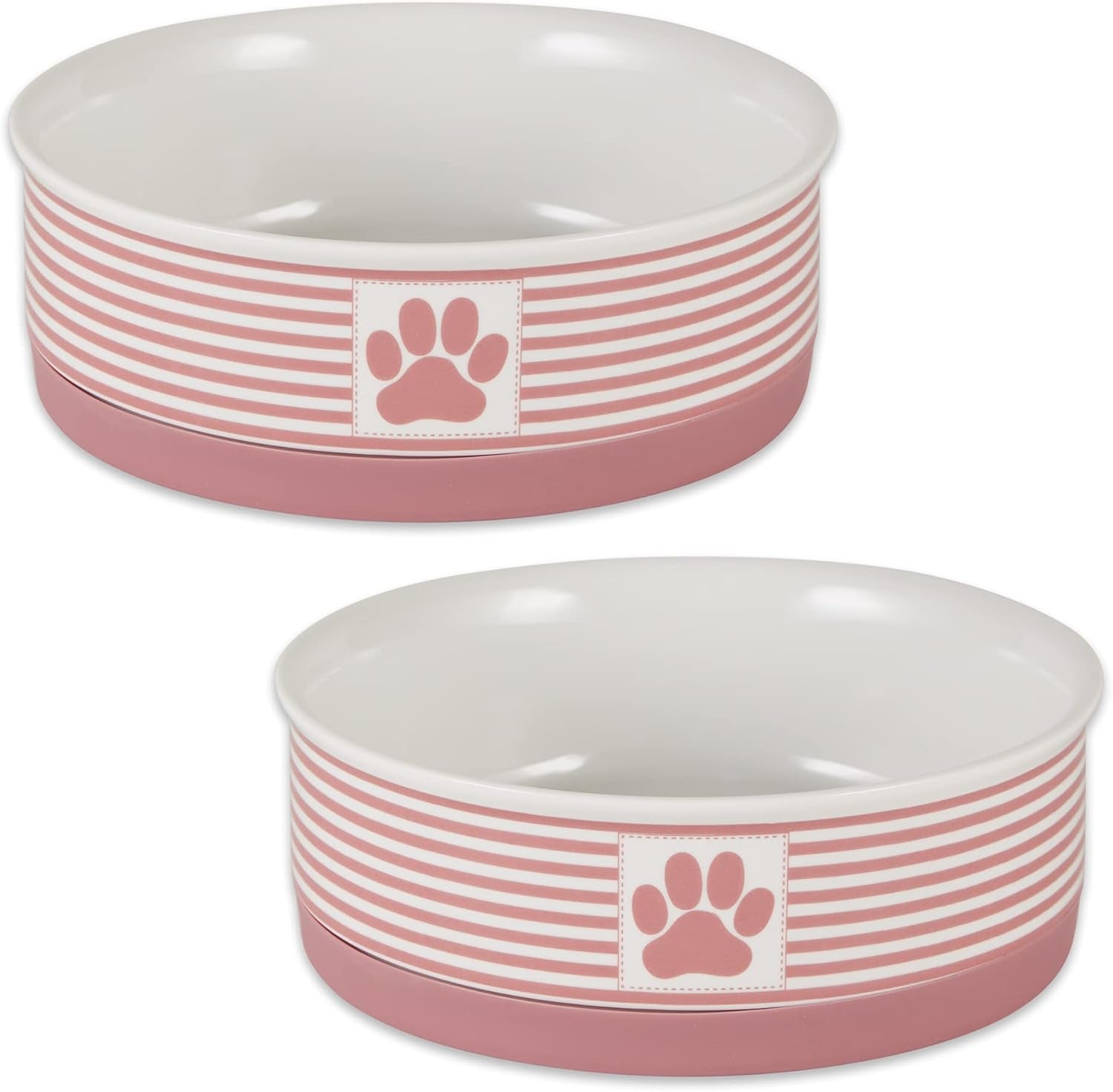 Lattice Pet Bowl Set, Non-Slip Silicone Ring for Secure Feeding, Microwave & Dishwasher Safe, Small Size 4.25" x 2", Gray, Pack of 2