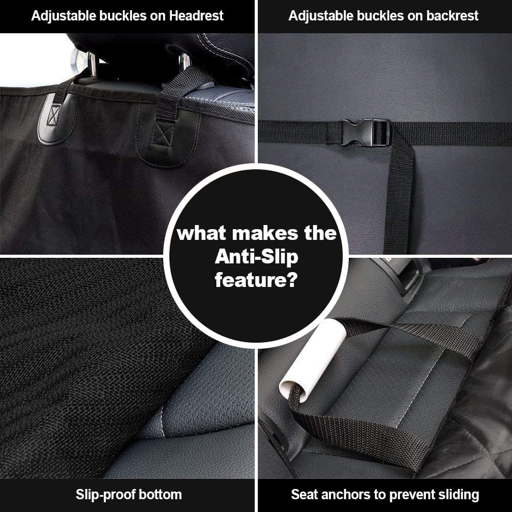 Heavy-Duty Waterproof Dog Seat Cover for Cars, Trucks, and SUVs - Durable 600D Fabric with Non-Slip Backing and Side Flaps, Scratch-Resistant Design