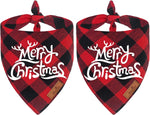 2-Pack Christmas Buffalo Plaid Dog Bandanas - Triangle Bibs and Kerchief Set for Small, Medium, and Large Dogs and Cats