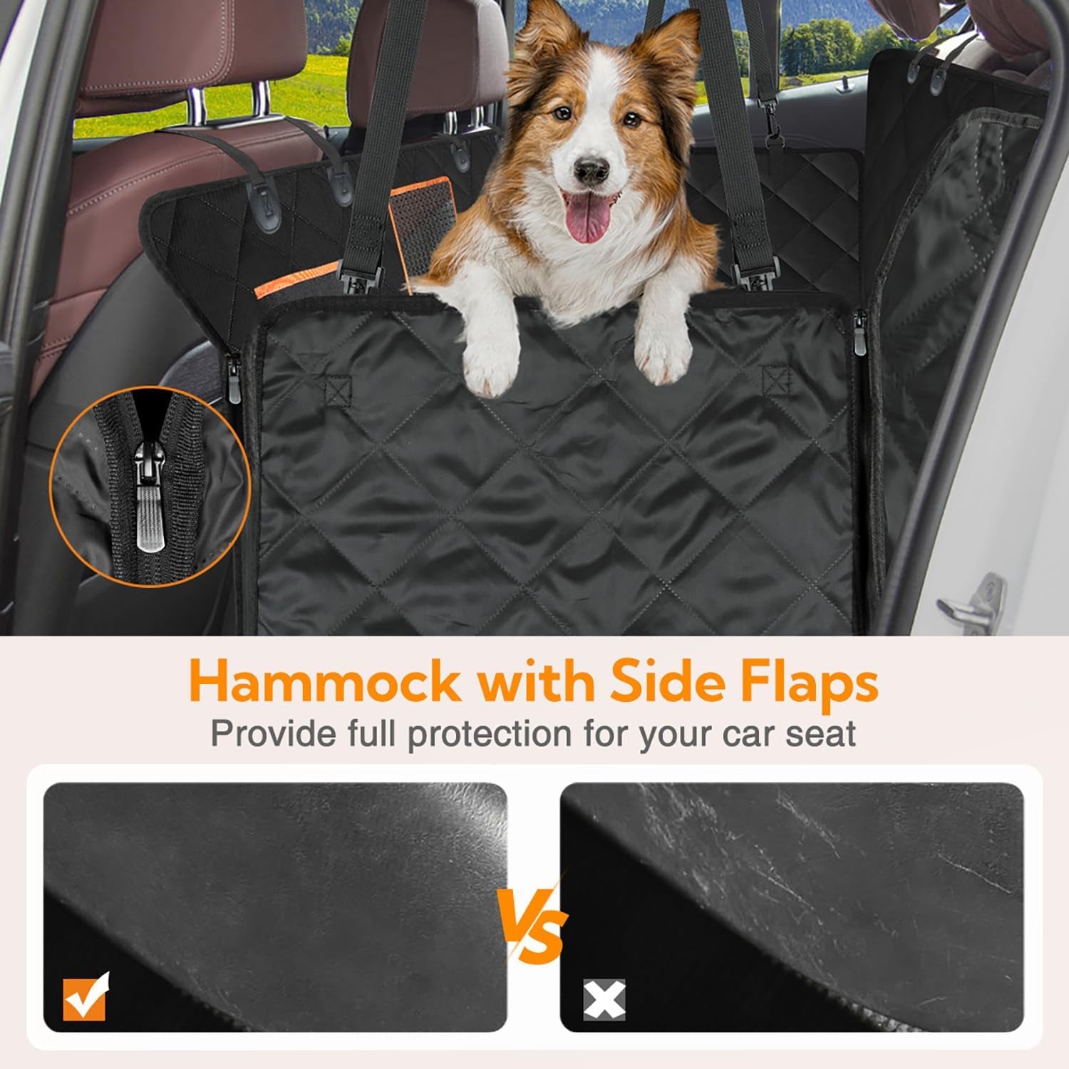 Heavy-Duty Waterproof Dog Car Seat Cover with Hammock Design and Mesh Window for Back Seat Protection in Cars, Trucks, and SUVs