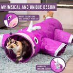 Magic Mewnicorn Multi-Cat Tunnel with Crinkle Feather String - Enrichment Toy for Dogs, Cats, Rabbits, Kittens, and Guinea Pigs for Hiding, Hunting, and Resting