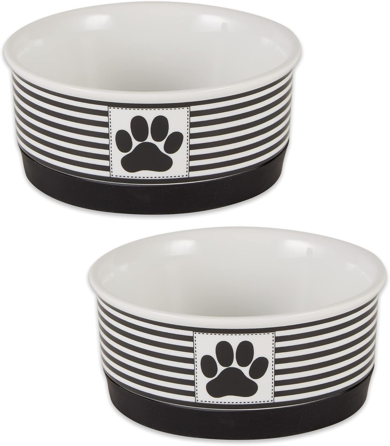 Lattice Pet Bowl Set, Non-Slip Silicone Ring for Secure Feeding, Microwave & Dishwasher Safe, Small Size 4.25" x 2", Gray, Pack of 2