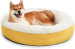 Round Donut Pet Cushion Bed - 20 Inch Cat and Small Dog Bed with Anti-Slip, Water-Resistant Bottom, Super Soft Durable Fabric, Washable Luxury Design in Brown