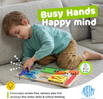 Montessori Busy Board for Toddlers - Sensory Activity Toy Featuring 10 Engaging Activities to Enhance Fine Motor Skills, Ideal for Travel, Suitable for Boys and Girls, Packaging May Vary