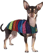 Handcrafted Dog Poncho from Authentic Mexican Blanket - Chihuahua Apparel - Costume Sweater Vest (Multi-Color, XXS)