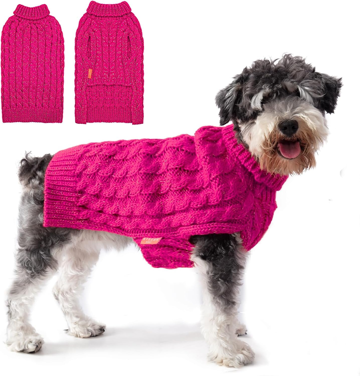 Winter Dog Sweater with Golden Thread Turtleneck - Red Cat Sweater