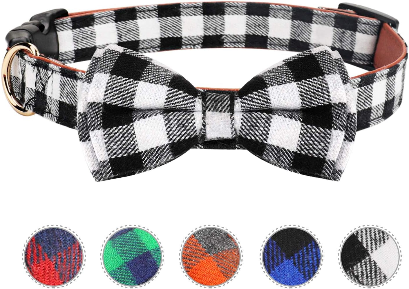 Adjustable Light Plaid Dog Bow Tie Collar for Pets - Soft and Comfortable Design (Small, Black)