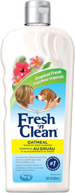 Pet-Ag Fresh 'N Clean Oatmeal and Baking Soda Shampoo with Tropical Fresh Scent - 18 Oz - Nourishes Dry, Itchy, and Sensitive Skin with Vitamin E and Aloe - Strengthens and Repairs Coats - Soap-Free Formula