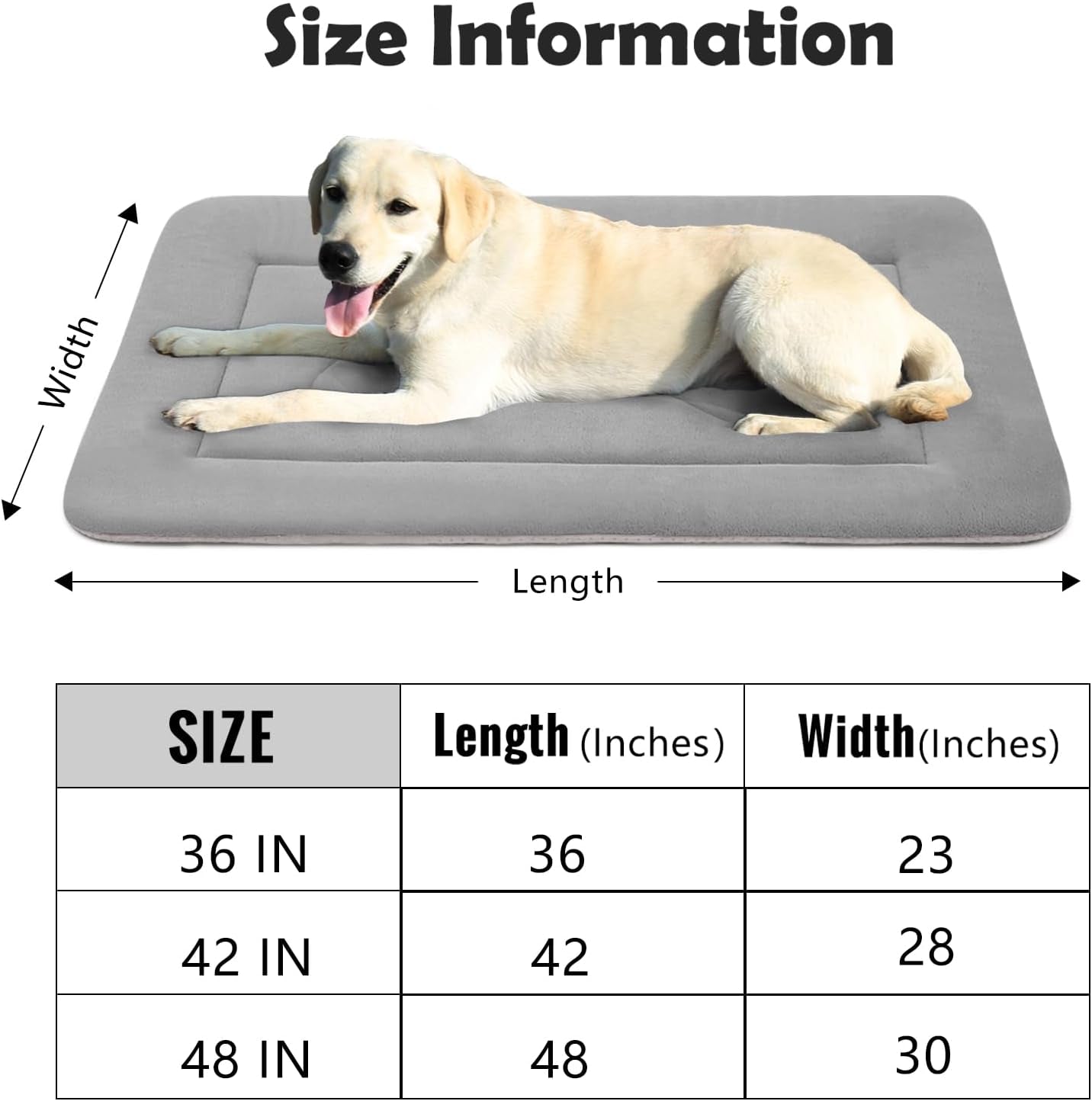 Large Dog Bed - Soft Washable Crate Pad with Non-Slip Bottom, 42-inch Pet Mattress for Dogs and Cats