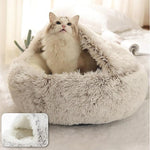 Soft Plush Pet Bed with Cover round Cat Bed Pet Mattress Warm Cat Dog 2 in 1 Sleeping Nest Cave for Small Dogs