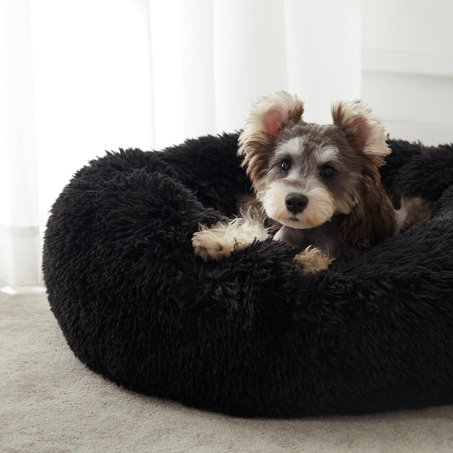 Western Home Calming Dog and Cat Bed - Anti-Anxiety Donut Cuddler, Cozy Plush Cushion for Small to Medium Pets