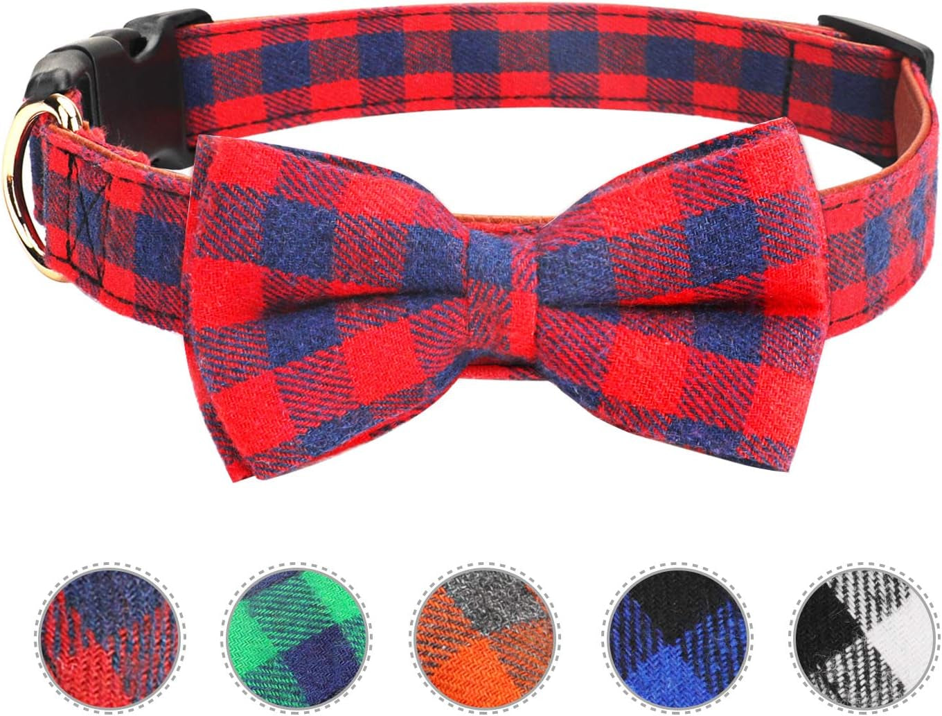 Adjustable Light Plaid Dog Bow Tie Collar for Pets - Soft and Comfortable Design (Small, Black)