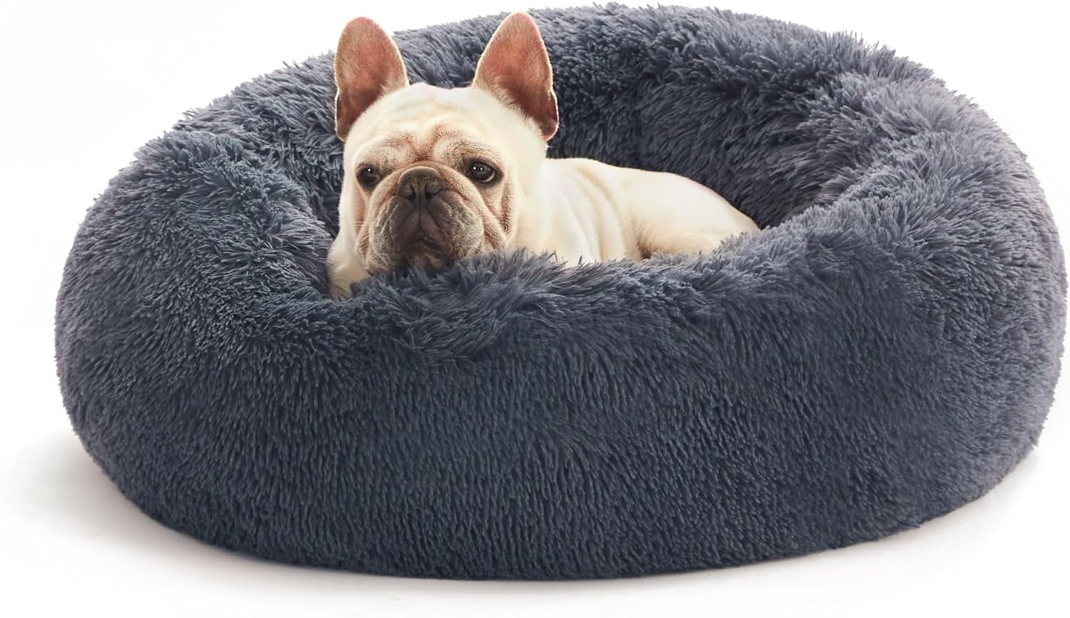 20-Inch Indoor Cat Bed - Machine Washable, Waterproof Base - Taupe Fluffy Calming Cushion for Joint Relief and Enhanced Sleep