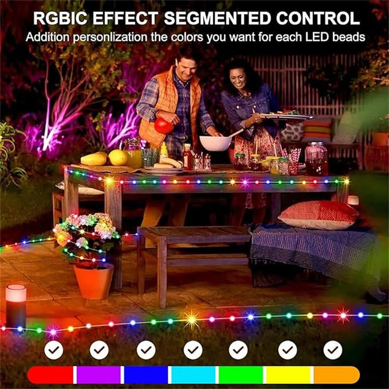 50FT 100FT Bluetooth Smart Waterproof Fairy Lights Music Sync Color Changing Led Fairy Lights USB Powered APP Remote Control IP65 Waterproof Christmas Fairy String Lights for Tree Wedding Party Garden Decor