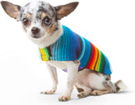 Handcrafted Dog Poncho from Authentic Mexican Blanket - Blue (XXS)