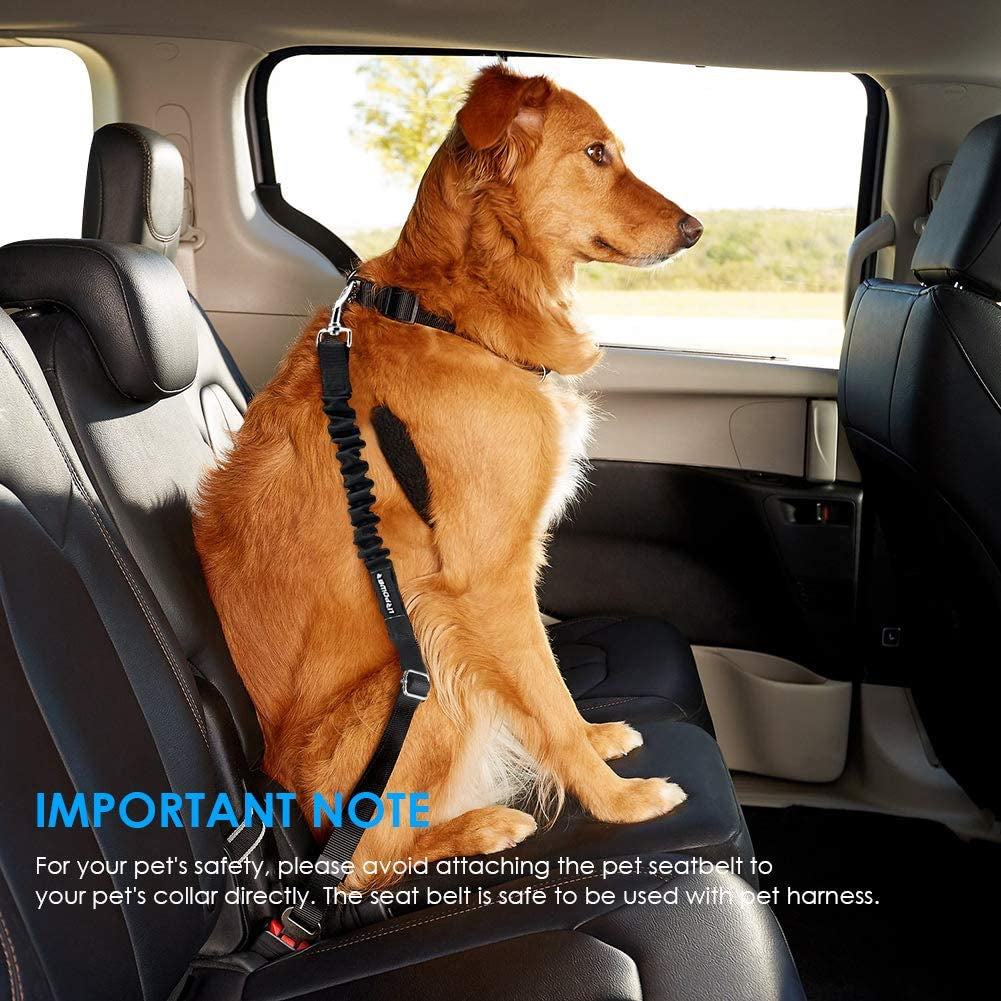 2-Pack Adjustable Dog Seat Belt with Retractable Design and Elastic Bungee Buffer for Enhanced Pet Safety, Heavy-Duty and Durable with 360-Degree Swivel Function