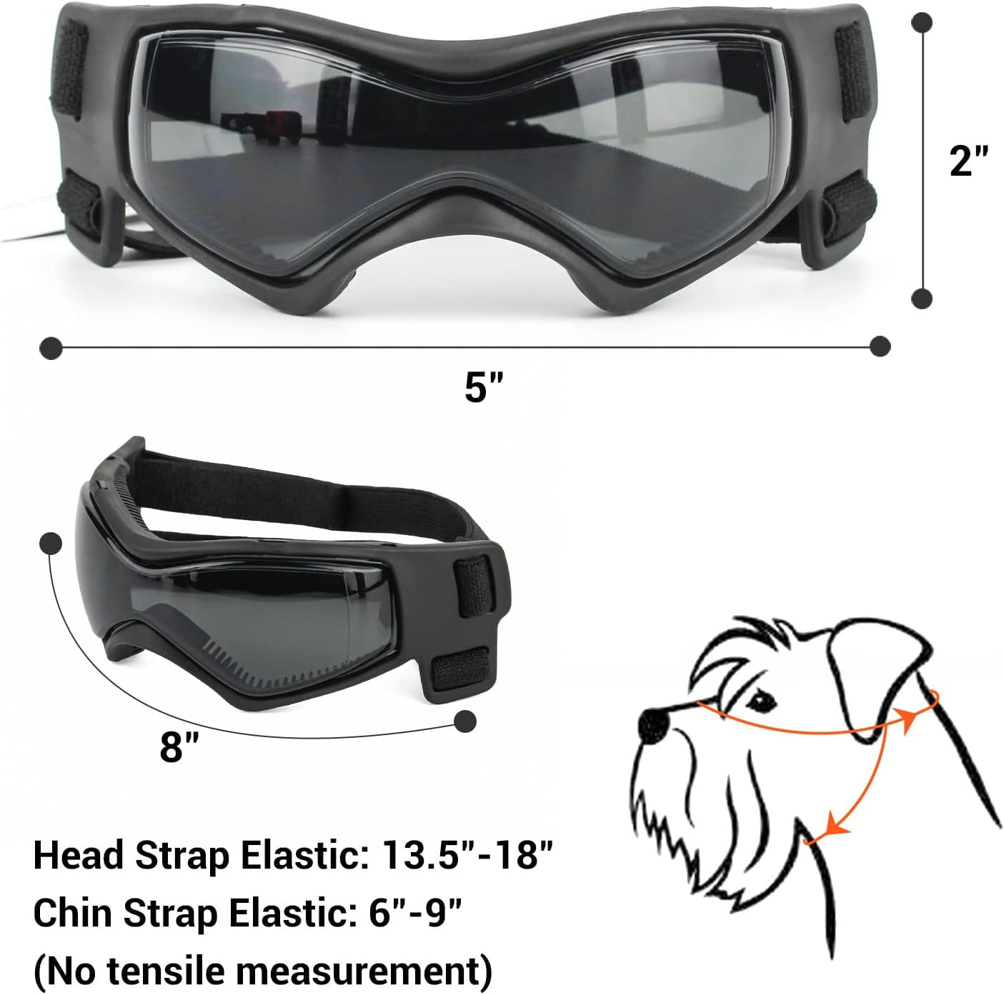 UV Protection Dog Goggles for Small to Medium Breeds - Outdoor Riding and Driving Sunglasses in Black