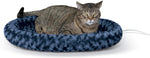 Thermo-Kitty Fashion Splash Indoor Heated Cat Bed - Removable Waterproof Heater for Dogs and Cats, Small 18-Inch Round, Blue