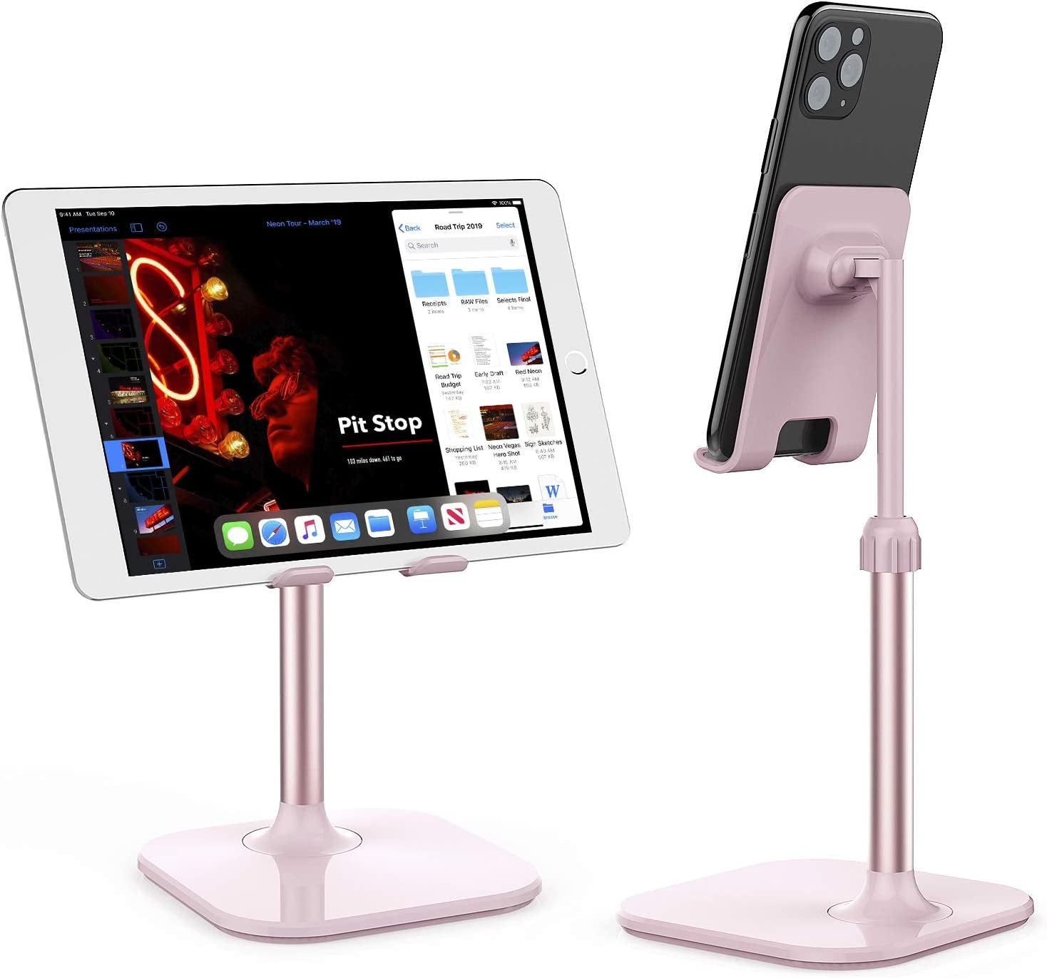 Adjustable Cell Phone Stand for Desk - Universal Phone Holder Compatible with iPhone and All Mobile Phones & Tablets - Ideal Christmas Gift for Adults, Women, Men, Moms, and Wives - Pink