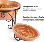 Elevated Pet Feeding Station with Large Ceramic Bowls for Medium to Large Dogs (Almond)