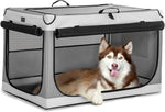 24-Inch Portable Soft Dog Crate - Lightweight, Sturdy, and Comfortable with Thick Mat for Home and Travel, Black