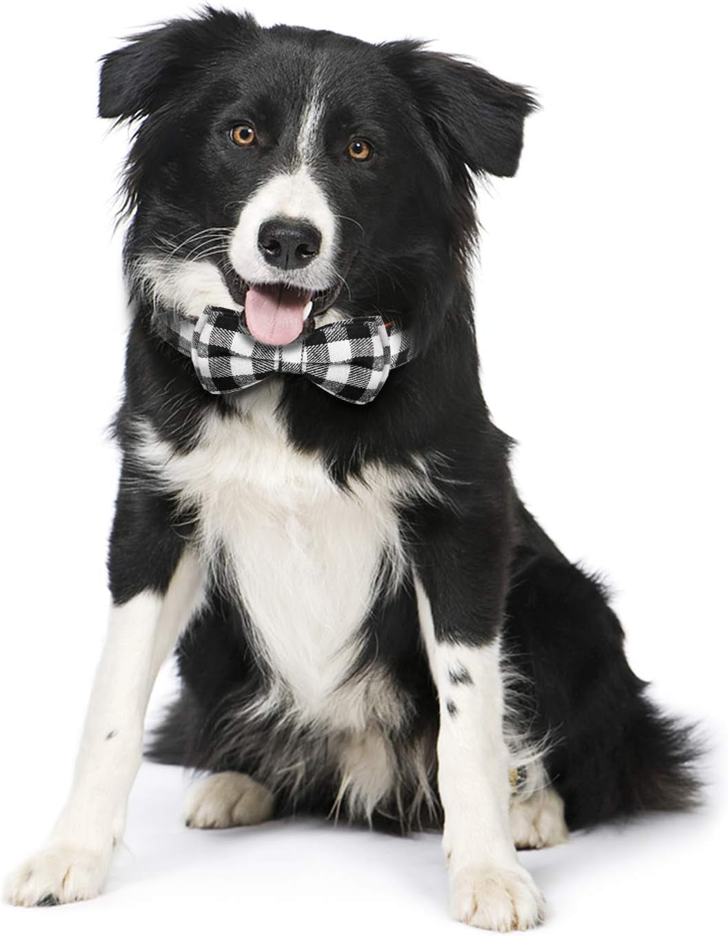 Adjustable Light Plaid Dog Bow Tie Collar for Pets - Soft and Comfortable Design (Small, Black)