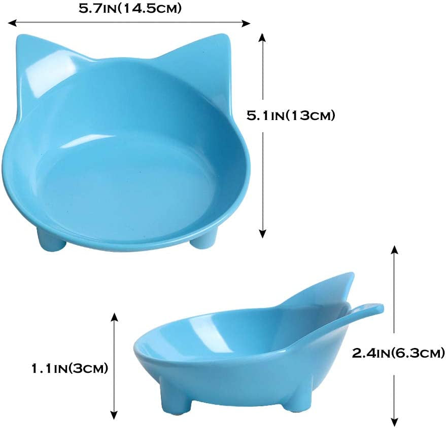 Non-Slip Cat Food and Water Bowls - Shallow Design to Alleviate Whisker Fatigue for Cats, Dogs, and Rabbits