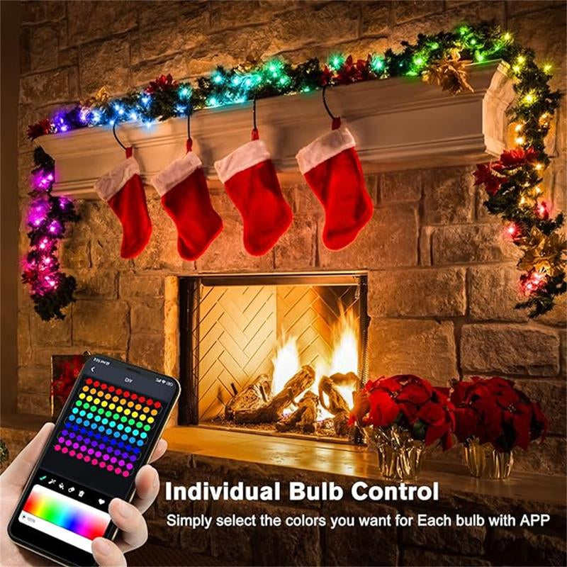 Happlee 50FT 100FT Waterproof Smart Christmas Fairy Lights: Bluetooth Fairy Lights Color Changing App & Remote Control, Music Sync, DIY Color, Rainbow LED String Lights for Bedroom, USB Powered Christmas Tree Car Lights