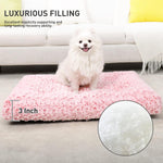 Deluxe Washable Plush Dog Bed - Anti-Slip Sleeping Mat for All Dog Breeds (29" x 21", Pink)