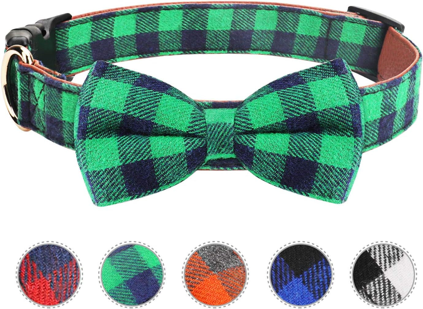 Adjustable Light Plaid Dog Bow Tie Collar for Pets - Soft and Comfortable Design (Small, Black)