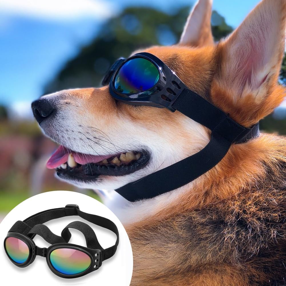 Dog Sunglasses - Protective Goggles for Medium to Large Breeds, Adjustable Strap for Outdoor Activities, Black