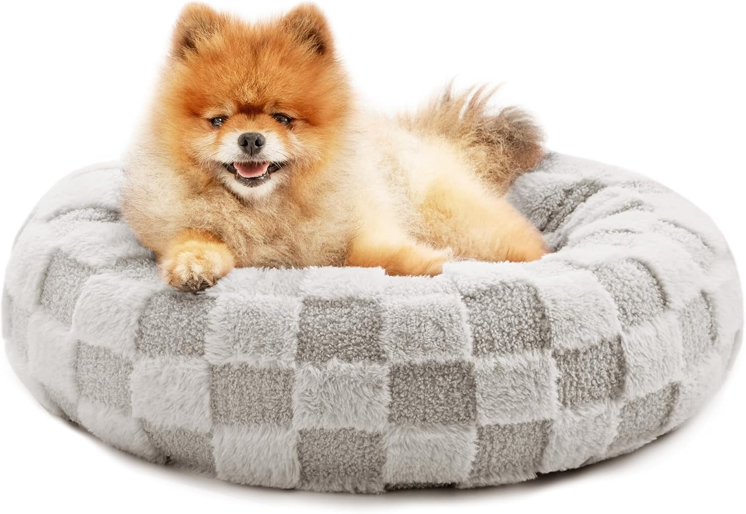 Round Donut Pet Cushion Bed - 20 Inch Cat and Small Dog Bed with Anti-Slip, Water-Resistant Bottom, Super Soft Durable Fabric, Washable Luxury Design in Brown