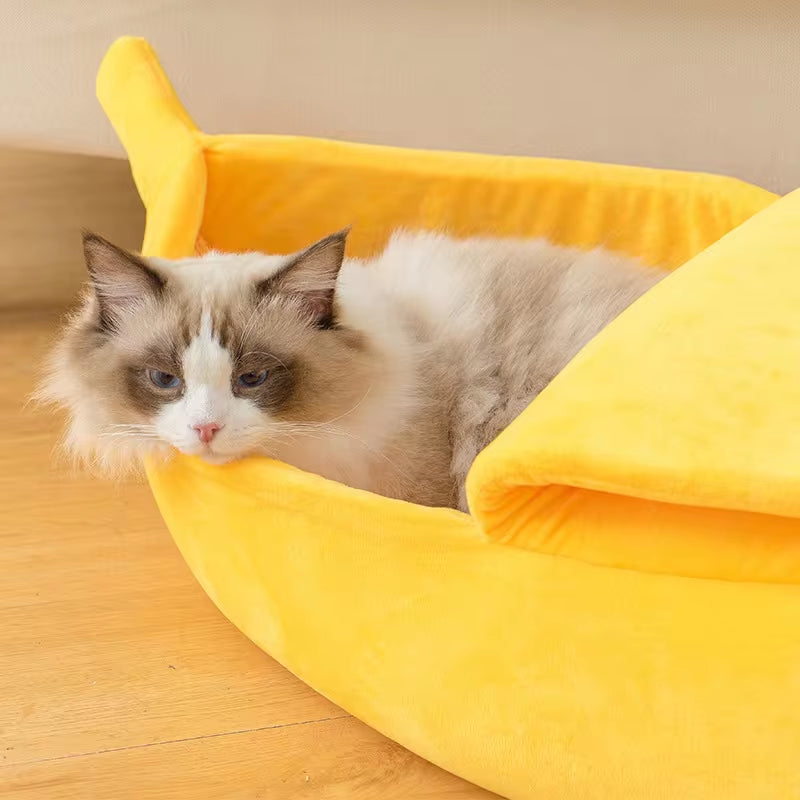 Banana Cat Bed House Funny Cute Cozy Cat Mat Beds Warm Durable Portable Pet Basket Kennel Dog Cushion Cat Supplies Multicolor