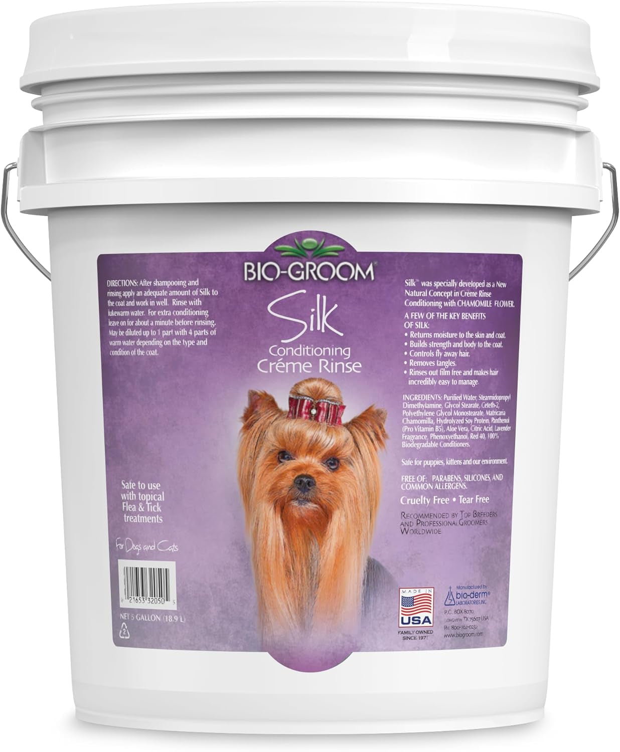 Silk Creme Rinse Conditioner for Dogs – Gentle Grooming Supplies for Sensitive Skin, Tearless Formula, Cruelty-Free, Made in USA – 5 Gallon Size