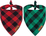 Holiday Dog Bandana Set - 2 Pack Classic Plaid Triangle Bibs for Christmas and Thanksgiving - Fall Pet Costume Accessories for Small, Medium, and Large Dogs and Cats