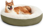 Round Donut Pet Cushion Bed - 20 Inch Cat and Small Dog Bed with Anti-Slip, Water-Resistant Bottom, Super Soft Durable Fabric, Washable Luxury Design in Brown