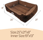 HCT REC-005 Reversible Rectangle Pet Bed with Dog Paw Print Design, Coffee, by , 25 x 21 Inches