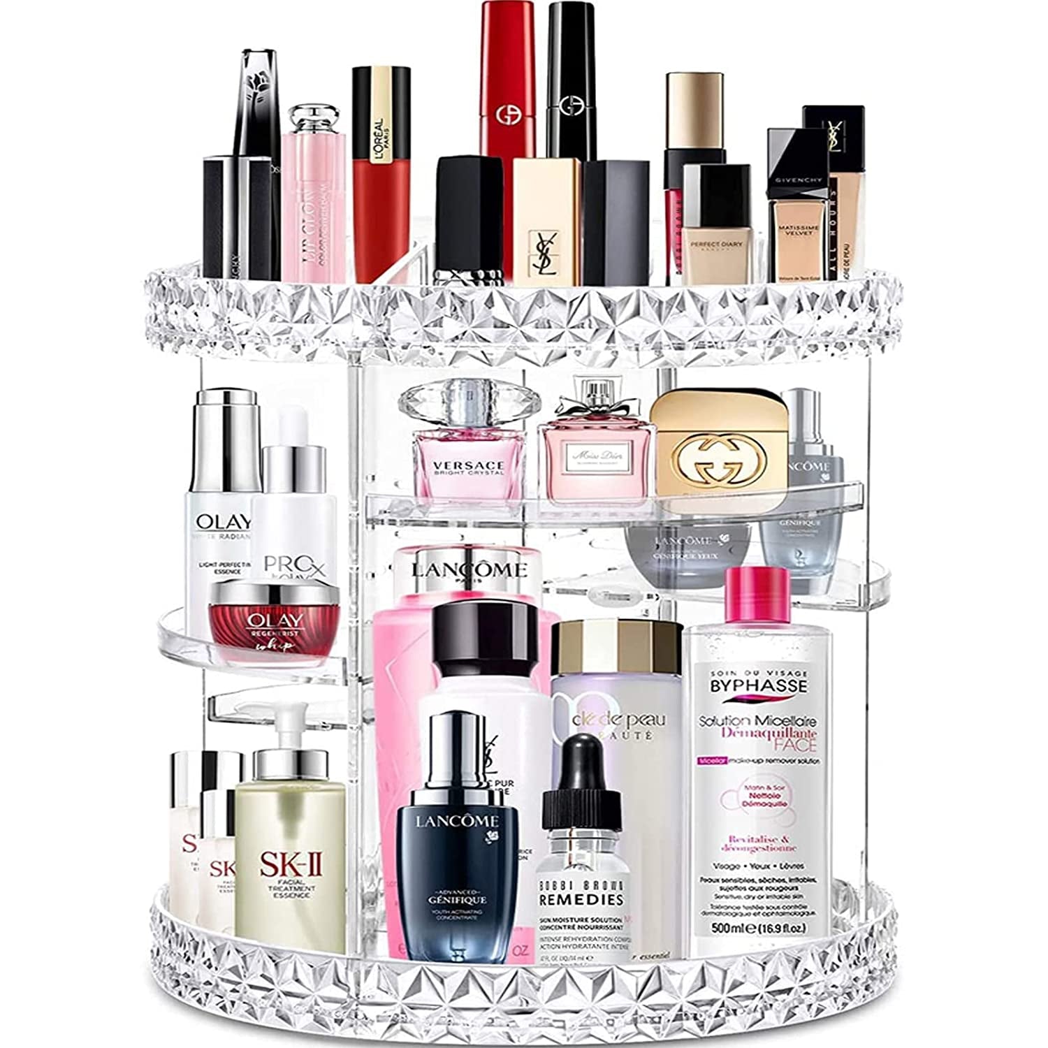 360-Degree Rotating Makeup and Perfume Organizer with 8 Adjustable Layers - Clear Acrylic Cosmetic Storage Display Case for Vanity or Bedroom Dresser