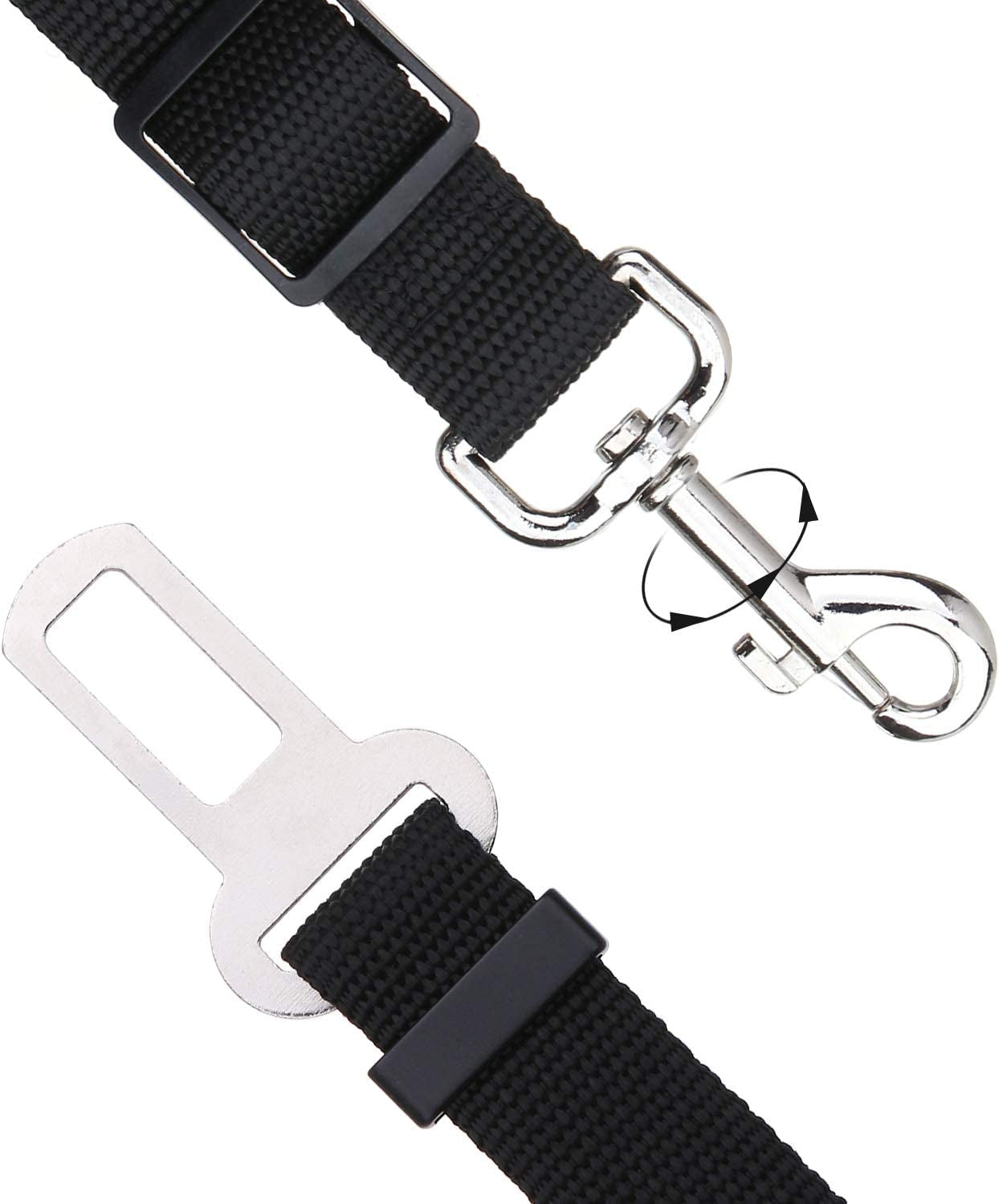 Adjustable Length Pet Seat Belt for Dogs and Cats - 2 Pack (Black and Pink)