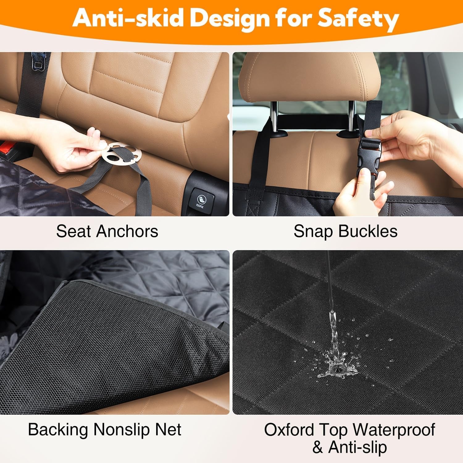 Heavy-Duty Waterproof Dog Car Seat Cover with Hammock Design and Mesh Window for Back Seat Protection in Cars, Trucks, and SUVs