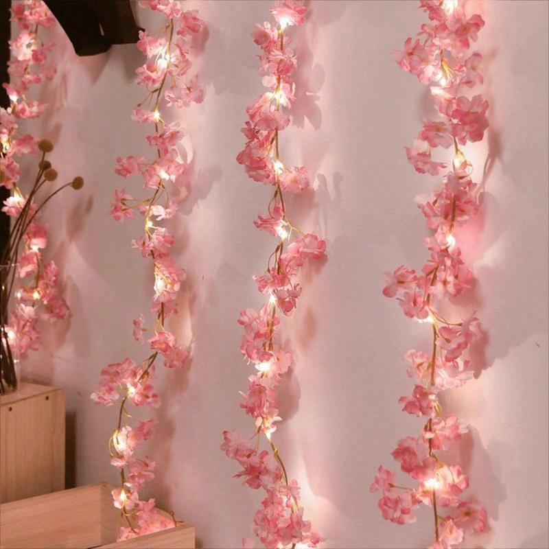 Multipurpose Cherry Blossom Shaped LED String Light, 1 Roll 2M 20 LED String Light without Battery, Indoor & Outdoor Decorative Light for Home Garden Party Wedding