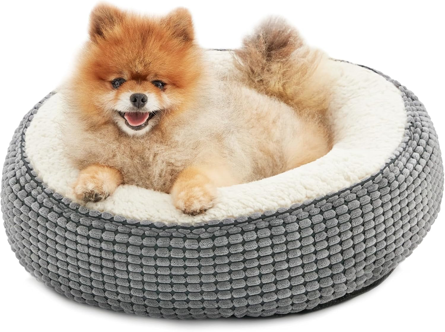 Round Donut Pet Cushion Bed - 20 Inch Cat and Small Dog Bed with Anti-Slip, Water-Resistant Bottom, Super Soft Durable Fabric, Washable Luxury Design in Brown