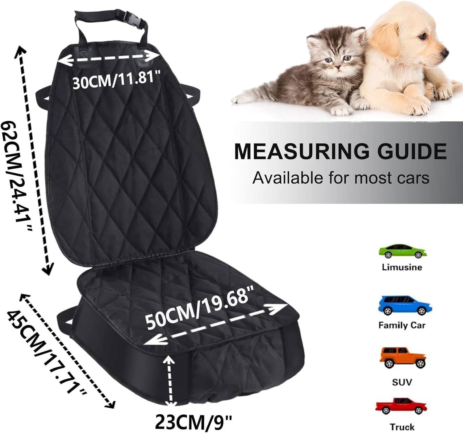 Heavy-Duty Waterproof Dog Seat Cover for Cars, Trucks, and SUVs - Durable 600D Fabric with Non-Slip Backing and Side Flaps, Scratch-Resistant Design