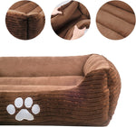 HCT REC-005 Reversible Rectangle Pet Bed with Dog Paw Print Design, Coffee, by , 25 x 21 Inches