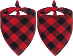 2-Pack Dog Christmas Bandanas - Classic Buffalo Red Plaid Triangle Bibs for Small to Extra Large Dogs and Cats