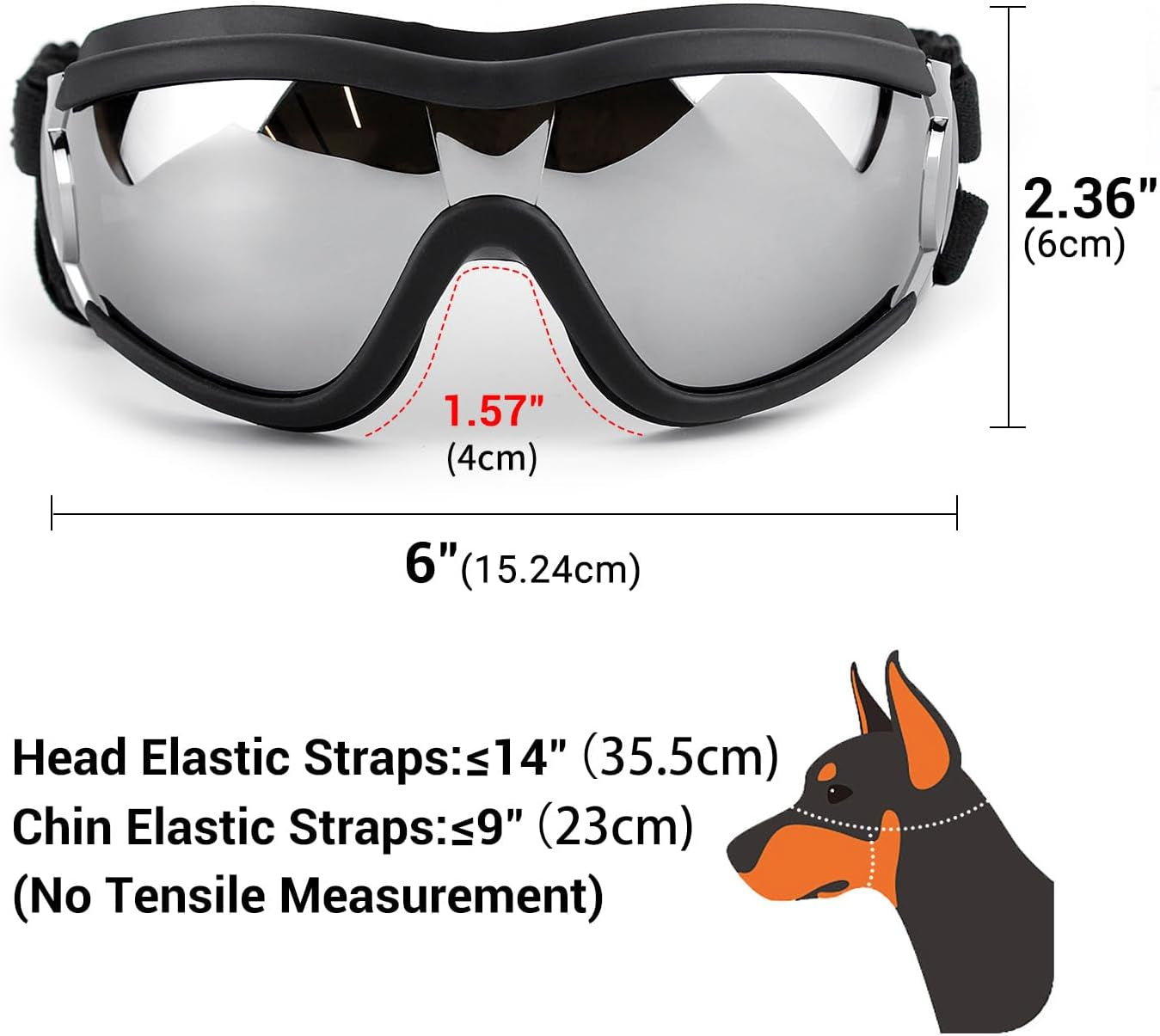 Large Dog Goggles - Eye Protection Sunglasses for Medium to Large Breeds, Windproof Design for Riding, Biking, and Driving, Black