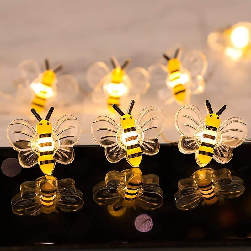 Bee Decorative String Lights without Battery, Cartoon Bee Pattern Light String, Outdoor Decorative Ambient Light