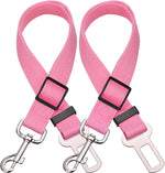 Adjustable Length Pet Seat Belt for Dogs and Cats - 2 Pack (Black and Pink)