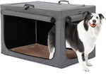 24-Inch Portable Soft Dog Crate - Lightweight, Sturdy, and Comfortable with Thick Mat for Home and Travel, Black